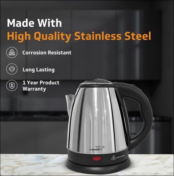 VKS15 Electric Kettle for hot water | 1.5 Litre 1500 watt, Stainless Steel Hot water kettle | Power Indicator | Auto cut-off