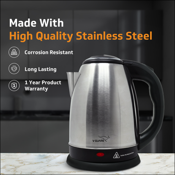 VKS17 Electric Kettle for hot water | 1.7 Litre 1500 W | Stainless Steel Hot water kettle | Auto cut-off | Power Indicator |