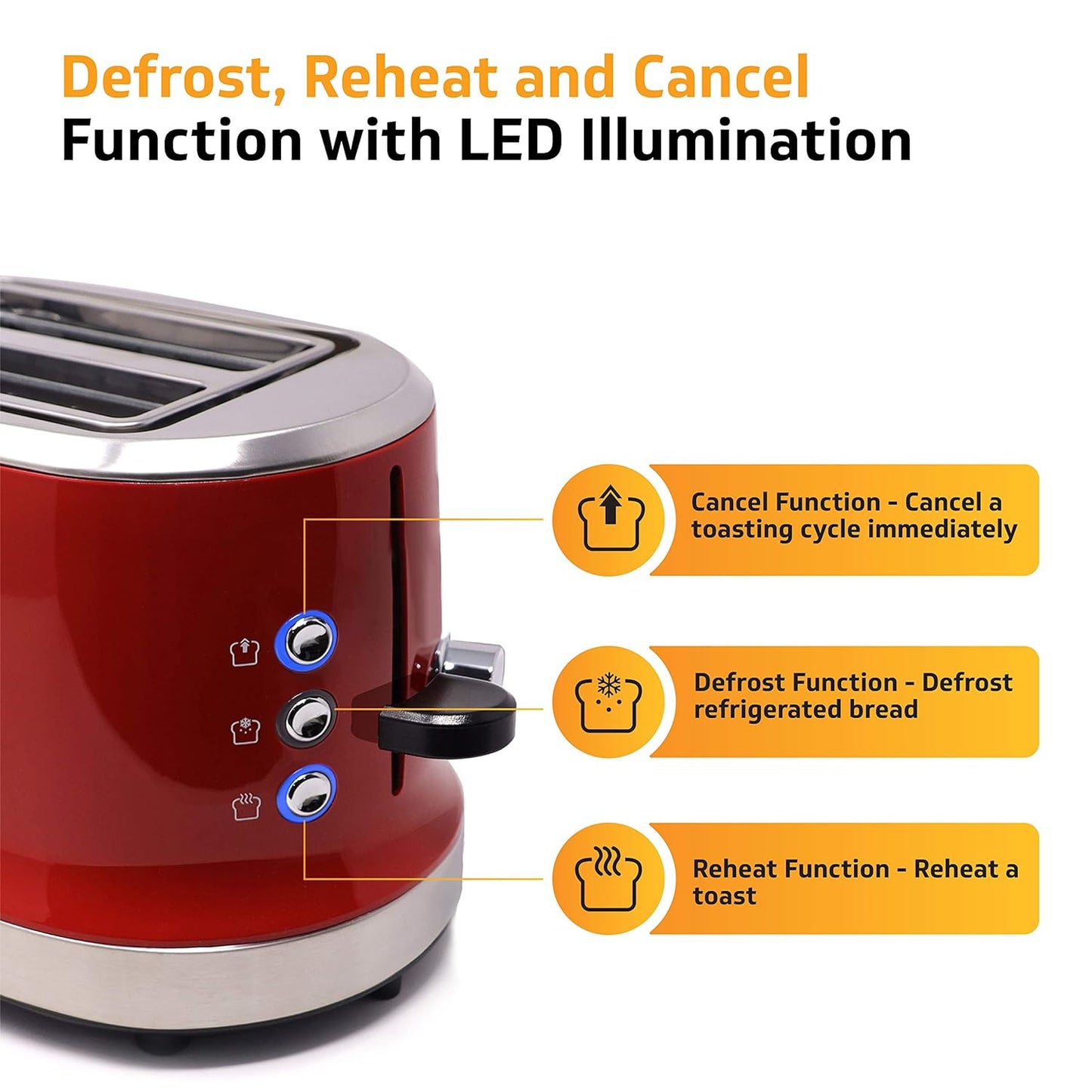 VT240 850 Watt 2-Slice Automatic Pop-Up Toaster with Bun Warmer, Variable Browning Levels and Defrost & Reheat Functions