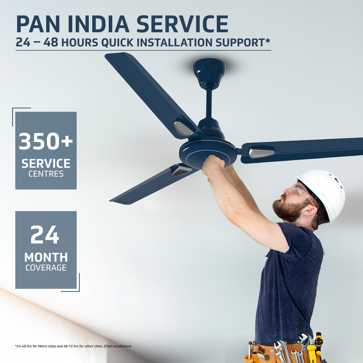 Windle Deco AS Designer Ceiling Fan for Home 1.2 m, Admiral Blue