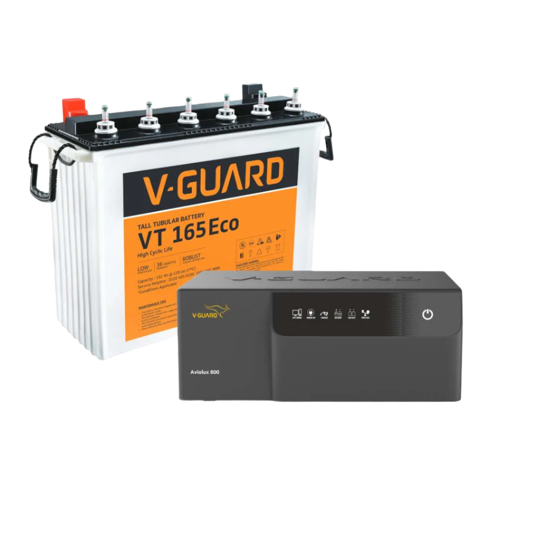 Aviolux 800 Inverter and VT 165 Eco Battery Combo for Home, Office & Shops