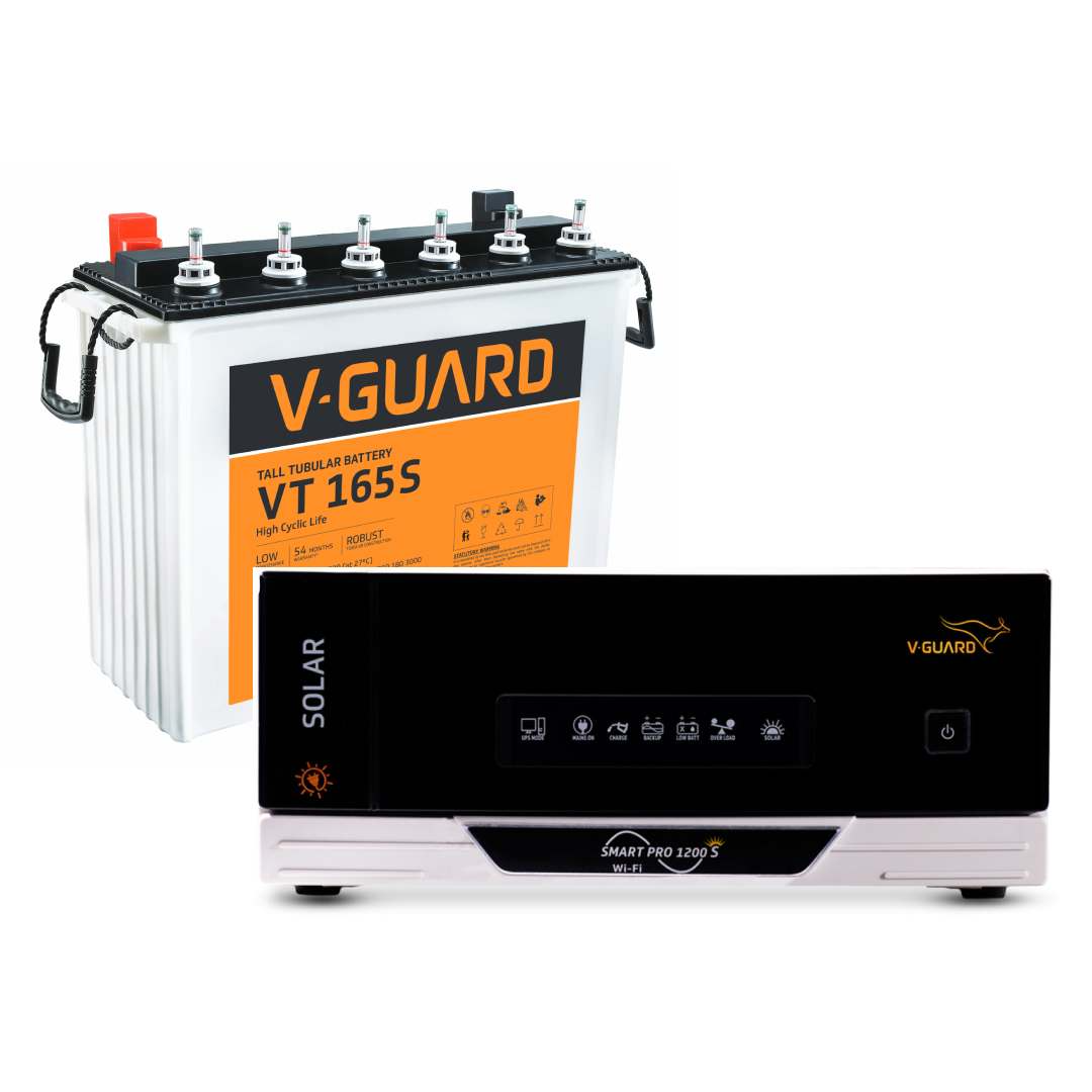 Smart Pro 1200 S Solar Inverter + VT 165S Battery combo for Home, Office & Shops