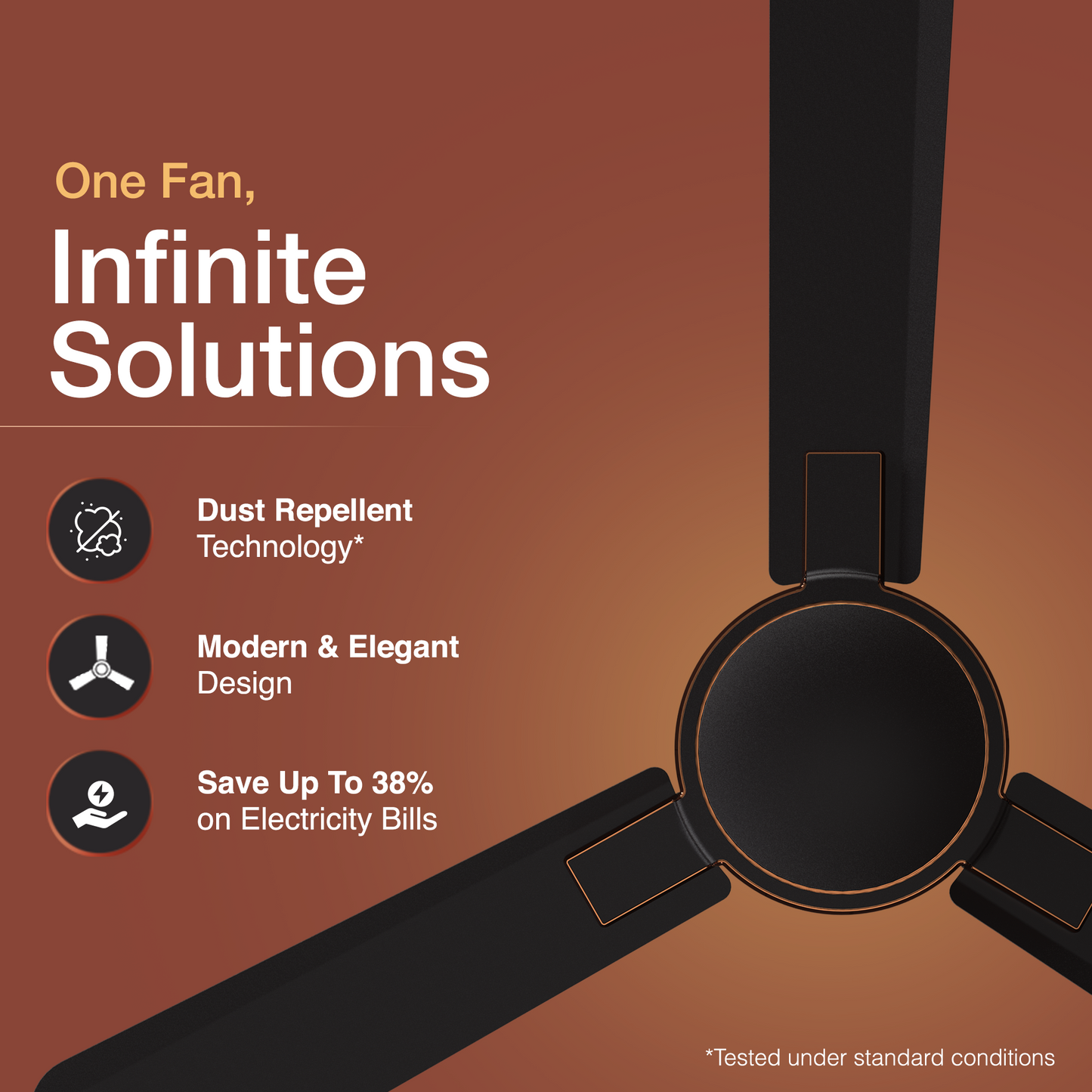 Exado AS Designer Ceiling Fan for Home 1.2 m, Matte Brown