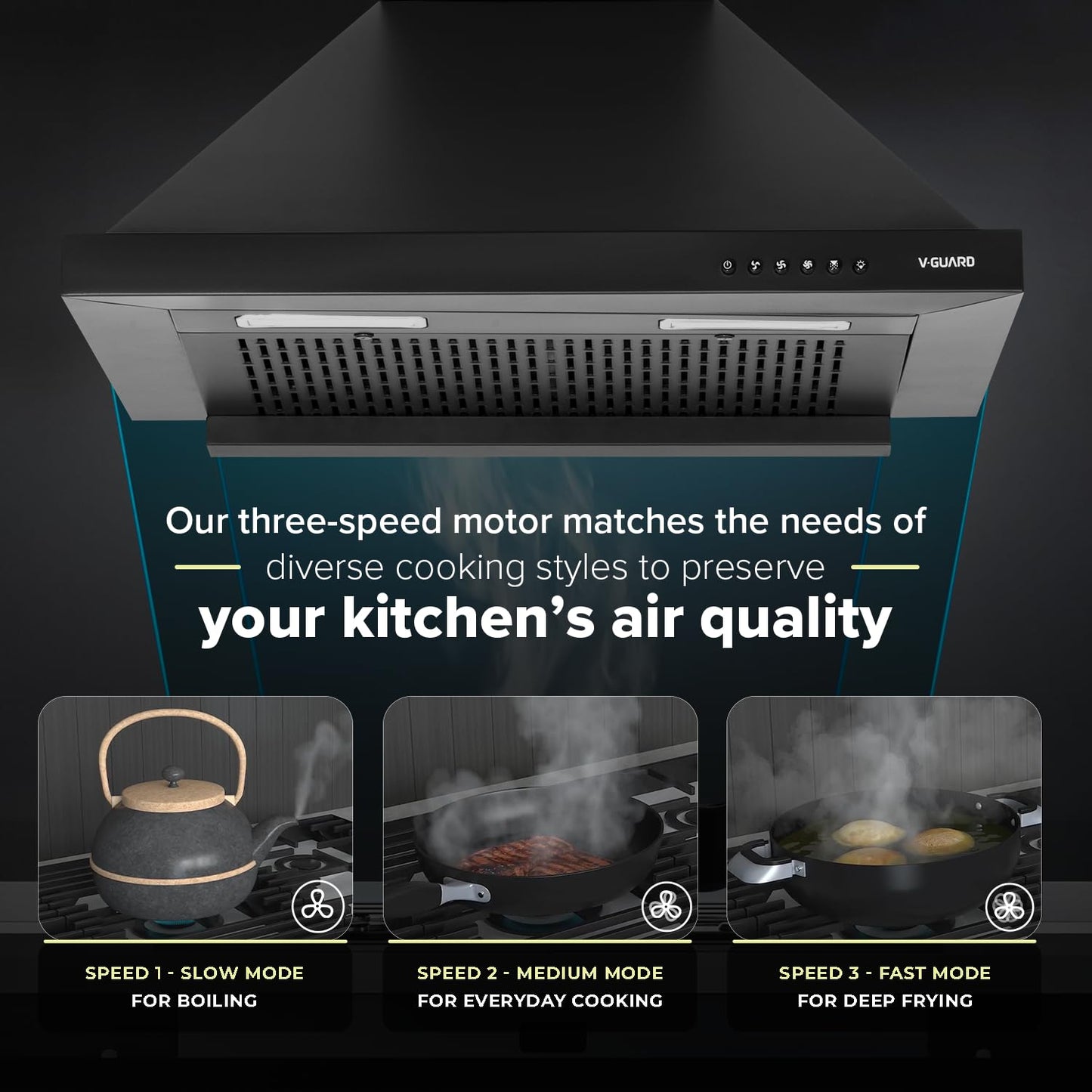 P10 Chimney for Kitchen - High Suction of 1200 m³/h/Filter-Less Chimney/One-Press Heat Auto-Clean/Energy-Efficient LED Lights/Low Noise/Easy-to-Clean Panel
