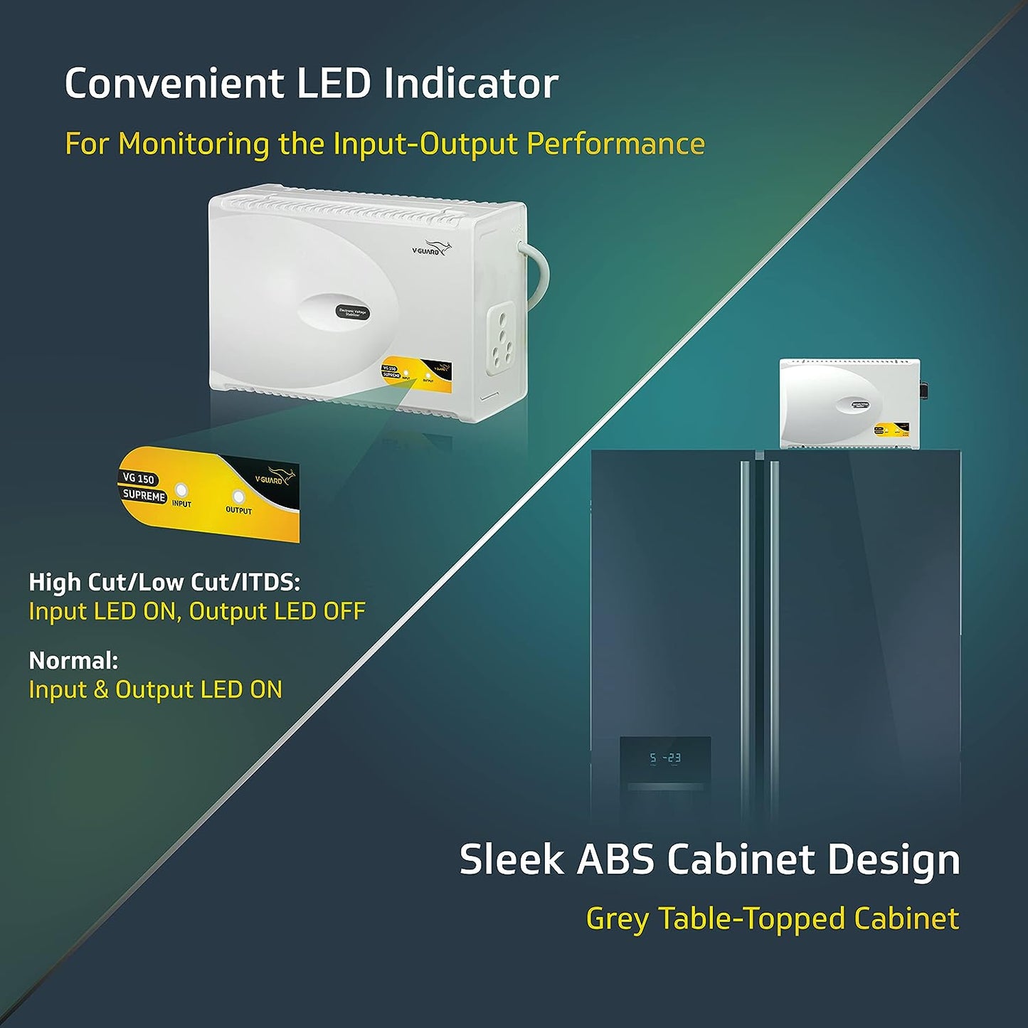 VG 150 Supreme Stabilizer for Refrigerator Above 600 L Advance Overheat Protection (Working Range:150-280V)