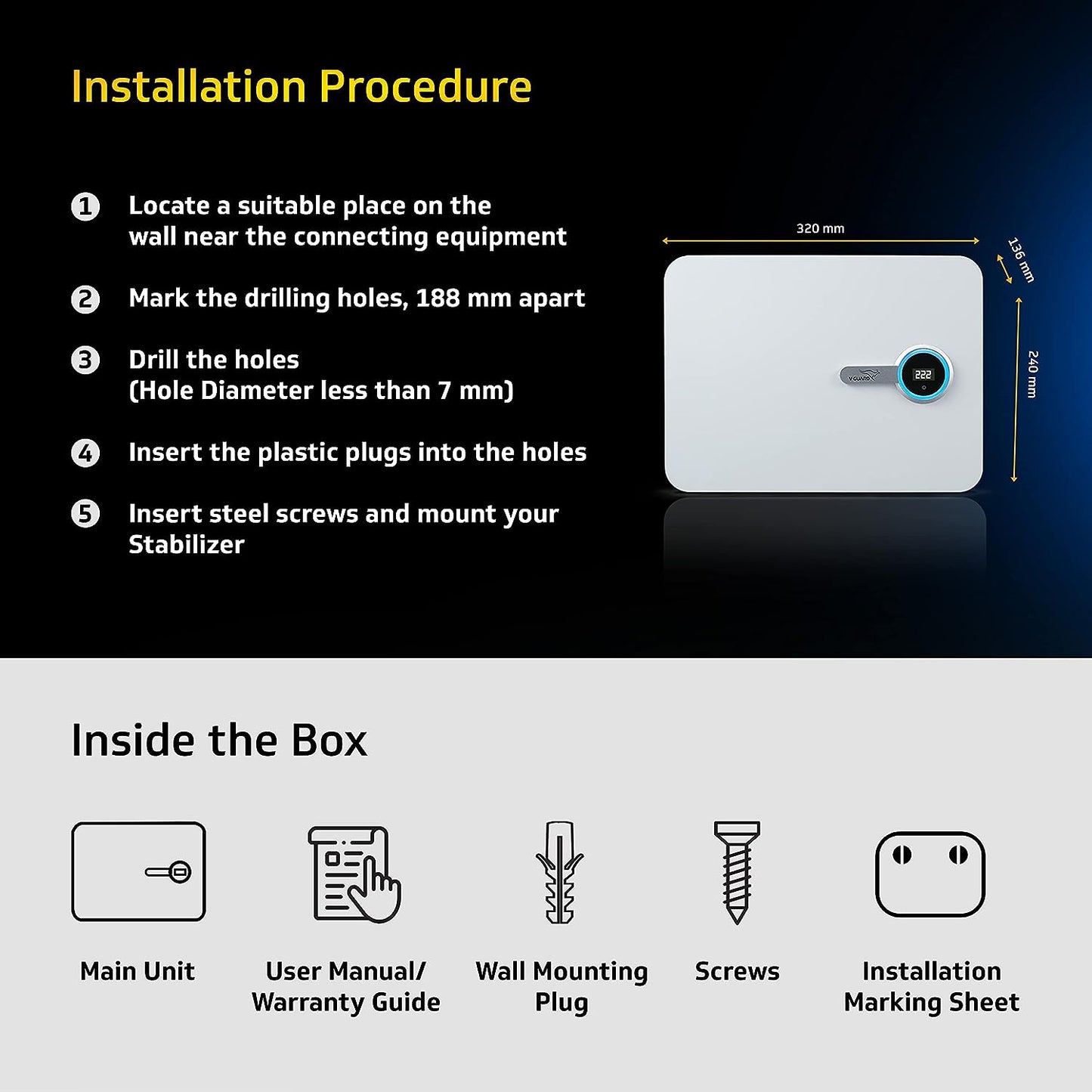 iD5 Ace 5540 AC Stabilizer for 2 ton Inverter AC (Working Range 130-280V)