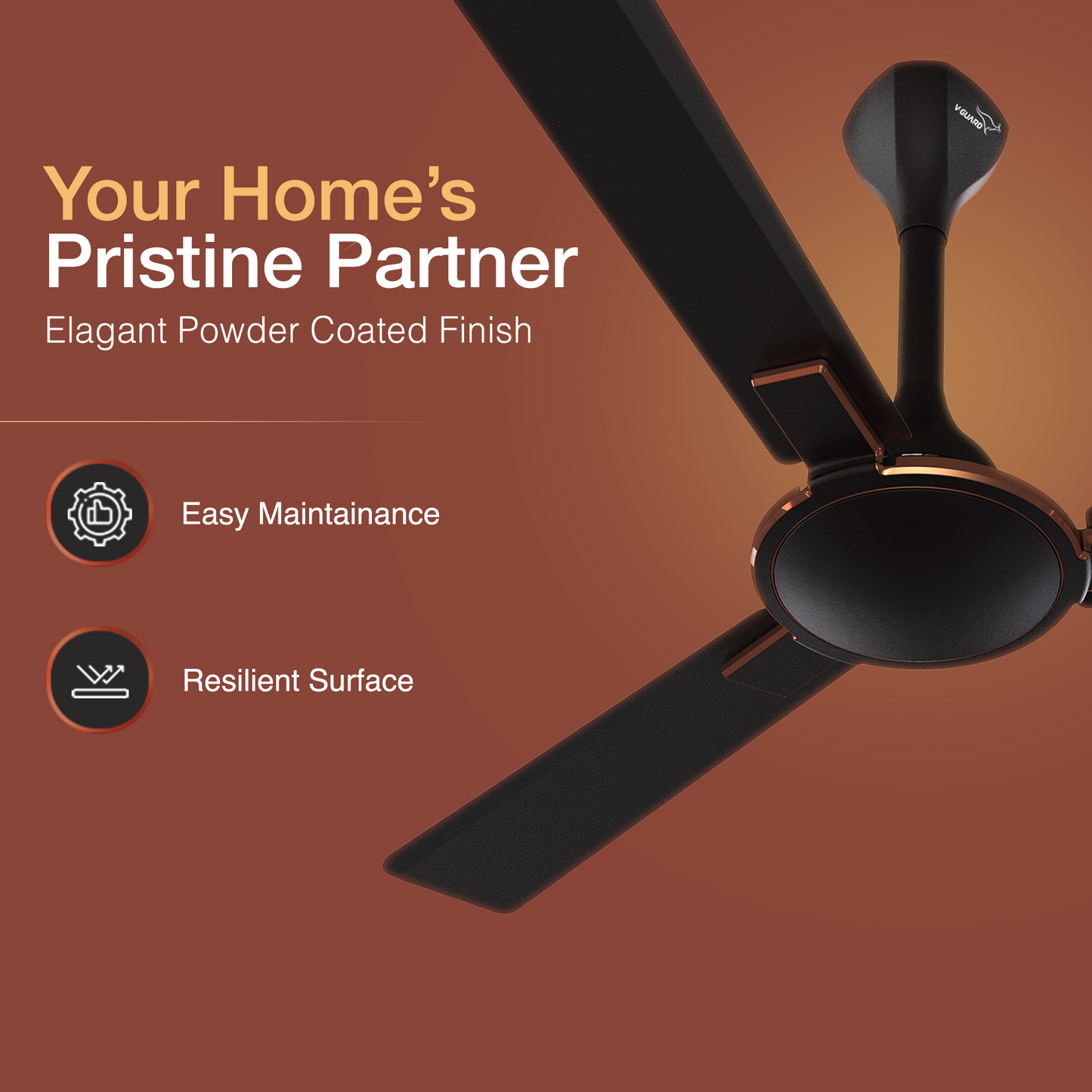Exado AS Designer Ceiling Fan for Home 1.2 m, Matte Brown