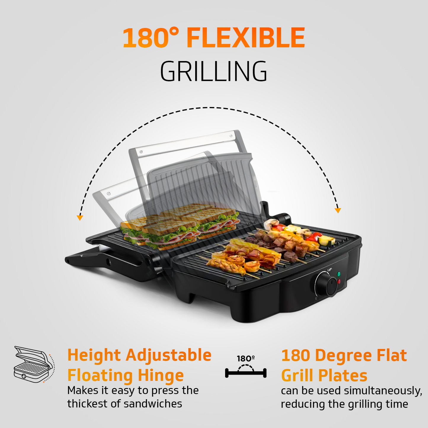 Grillking Supreme 4 Slice 2000 Watt Multipurpose Grill | BBQ and Sandwich Maker | Jumbo Capacity | Easy to Clean Non-Stick Teflon Coating | 180 Degree Flat Grill | 1 Year Warranty