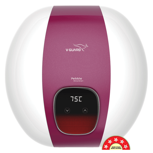 V-Guard Pebble Shine Smart Geyser 15 Litre Water Heater with Wi-Fi Connectivity | Voice Control Using Google and Alexa | BEE 5 Star Rating | Free PAN India Installation & Connection Pipes