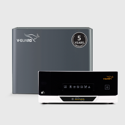 V-Guard Inverter & Battery Combo - Smart Pro 1200 MiLi Pure Sine Wave 1000VA/ 12V Inverter, Li-Energy 1.10 100 Ah Li-Ion Battery for Home, Office & Shops