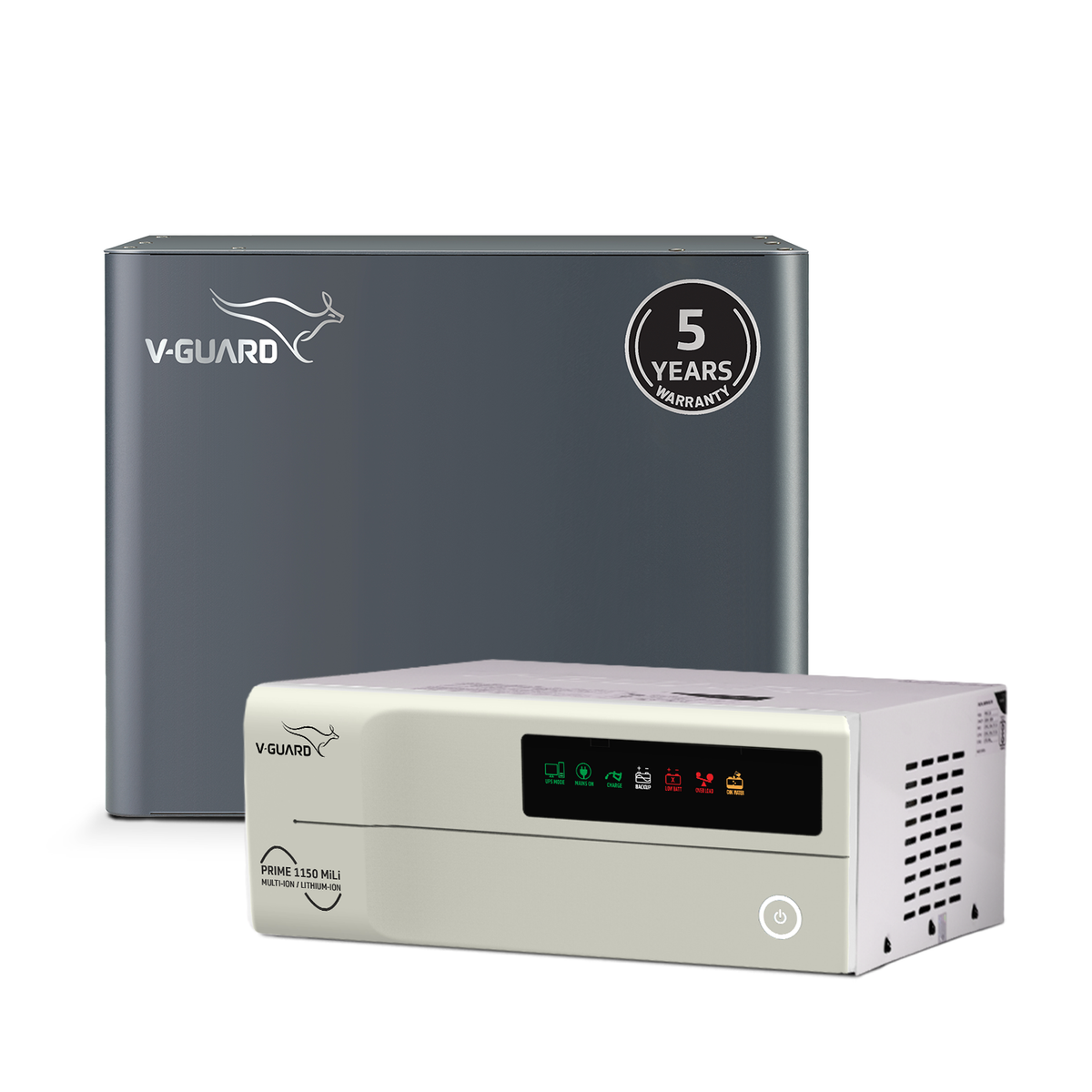 V-Guard Inverter & Battery Combo -Prime 1150  MiLi Pure Sine Wave 1000VA/ 12V Inverter, Li-Energy 1.10 100 Ah Li-Ion Battery for Home, Office & Shops