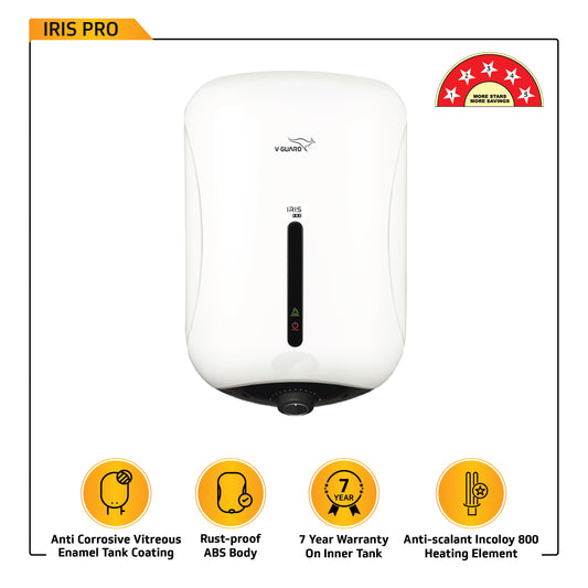 Iris Pro Geyser 10 Litre Water Heater for Home with Rust-Proof ABS Body | 7 Year Tank Warranty