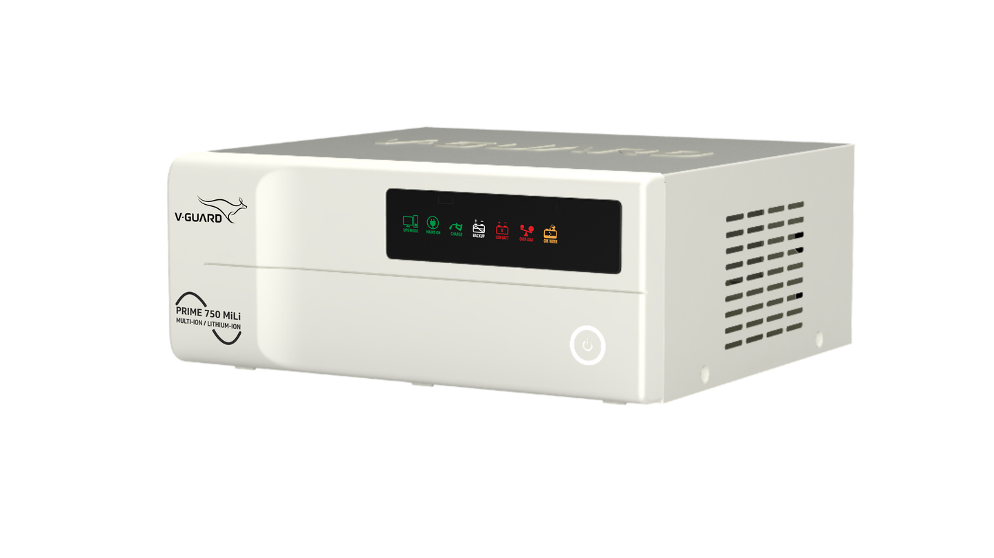 V-Guard Prime 750 MiLi Inverter for Home, Office & Shop | 650VA / 12V Pure Sine Wave | Reliable Power Backup | LED Display | Easy Installation | 3-Year Warranty