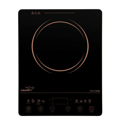 V-Guard VIC 2.0 TSP (G) Induction Cooktop| 2000-Watt Electric Induction Stove with 3 KV Surge Protection | 3-Year Coil Coverage by V-Guard | Push Button Control | Auto-Cut off with 10 Temperature Levels