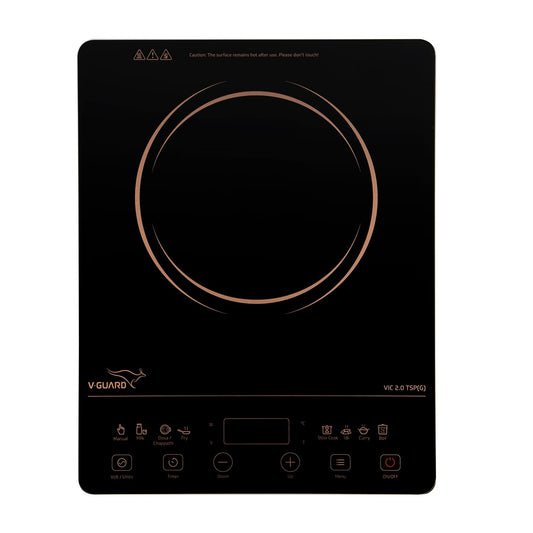 V-Guard VIC 2.0 TSP (G) Induction Cooktop| 2000-Watt Electric Induction Stove with 3 KV Surge Protection | 3-Year Coil Coverage by V-Guard | Push Button Control | Auto-Cut off with 10 Temperature Levels