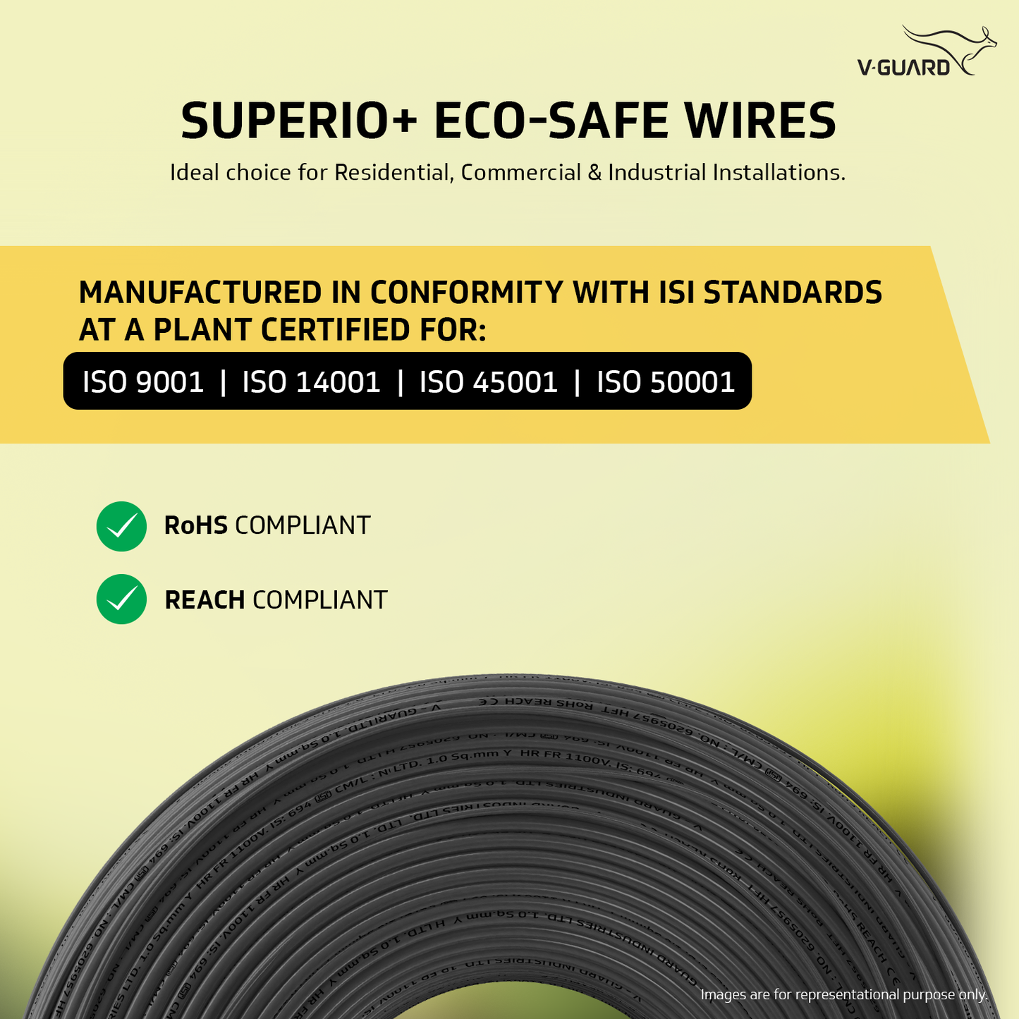 V-Guard Superio+ 1.5 sq mm Eco Safe Triple Layer HRFR PVC Wiring Cable, 90 m (Black)