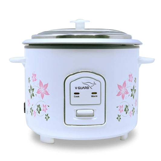 V-Guard VRC 1.8C Electric Rice Cooker, 1.8 Litre, 5 Year Heating Plate & 2 Year Product Coverage by V-Guard, Automatic Cooking with Warm & Cook Functions