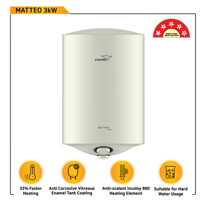 Matteo 3kW 15 L Water Heater with Faster Heating