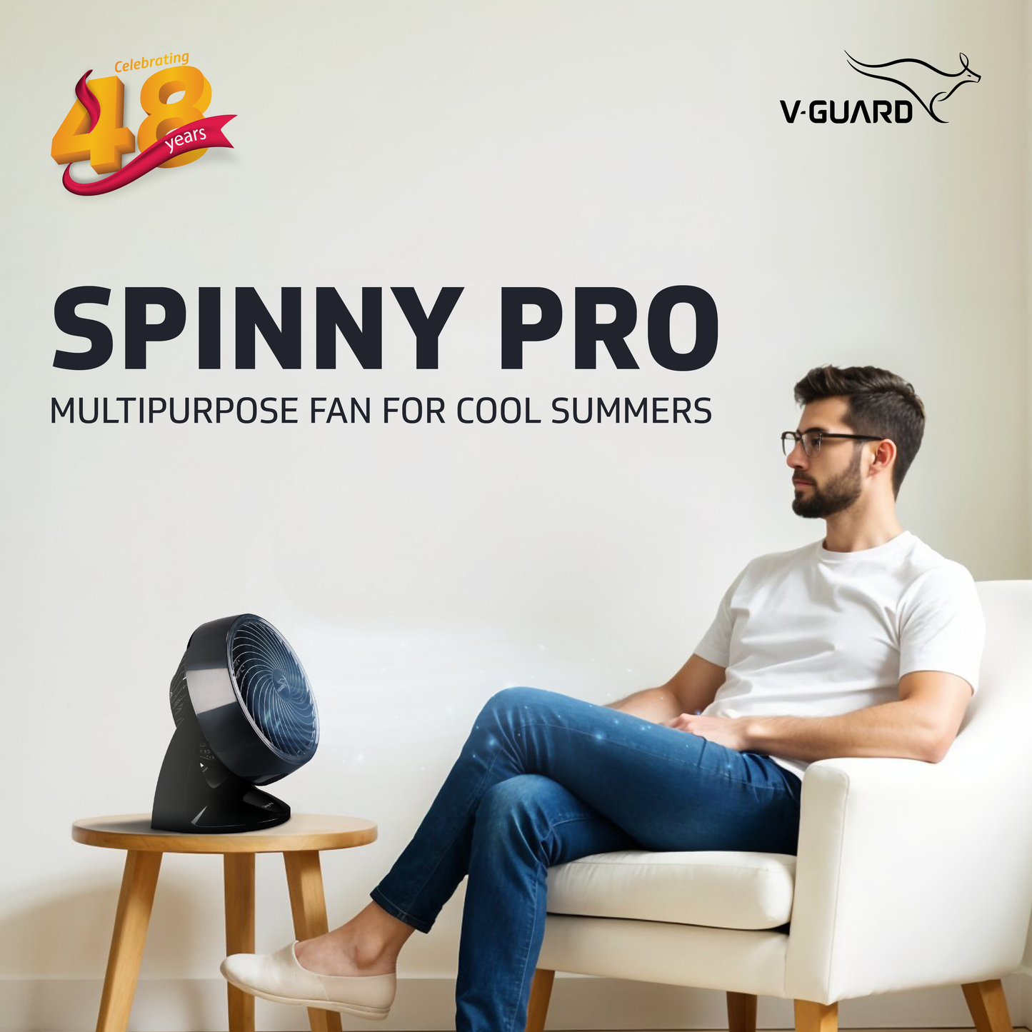Spinny Pro multipuprose personal fan, table and wall mount, 2100 RPM, Black