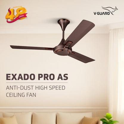 Exado Pro AS Anti Dust High Speed Ceiling Fan for Home 1.2 m, Elegant Brown