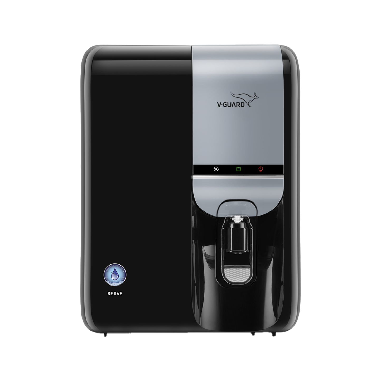 V-Guard Rejive RO UF Alkaline Water Purifier | 1 Year Unconditional Warranty, 1 Free Service Visit with DuoGuard Replacement | 8 Stage | Triple Powered Alkaline Health Charger | 6.5 L