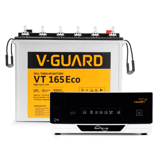 Smart Pro 1200 Inverter + VT 165 Eco Battery Combo for Home, Office & Shops