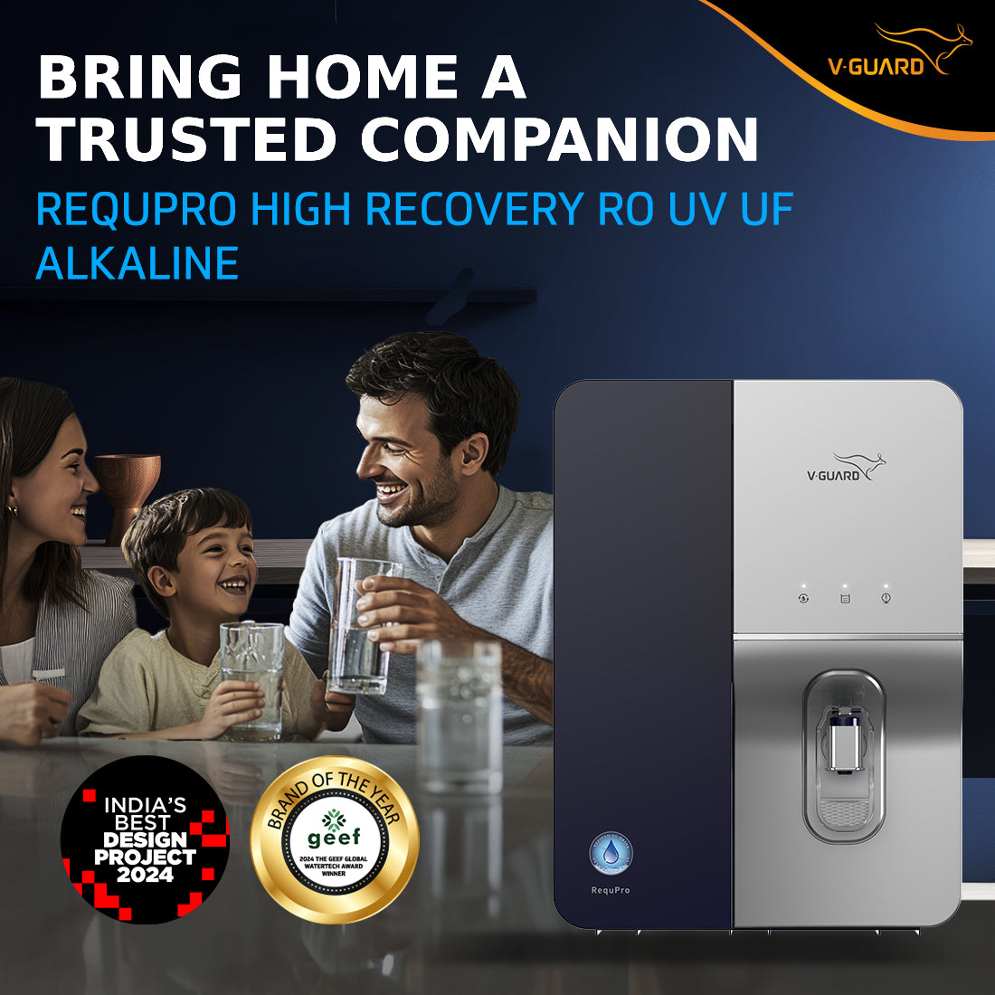 RequPro True High Recovery RO UV UF Alkaline Water Purifier with Stainless Steel Storage Tank, 9 Stage Purification