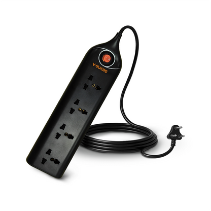 V-Guard Extension Board for Home & Office | 4+1 Power Strip with (Fuse) | 4 Universal Sockets | 1 Year Warranty | 5m Cord | 6A 1500VA Load | Fuse Protection | Wall Mountable | Master Switch