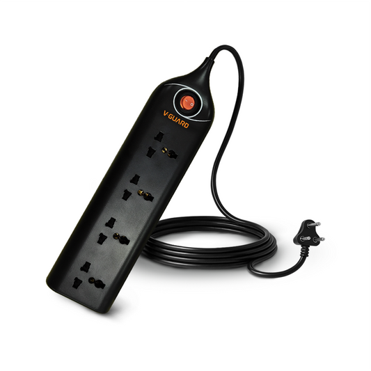 V-Guard Extension Board for Home & Office | 4+1 Power Strip with (Fuse) | 4 Universal Sockets | 1 Year Warranty | 5m Cord | 6A 1500VA Load | Fuse Protection | Wall Mountable | Master Switch
