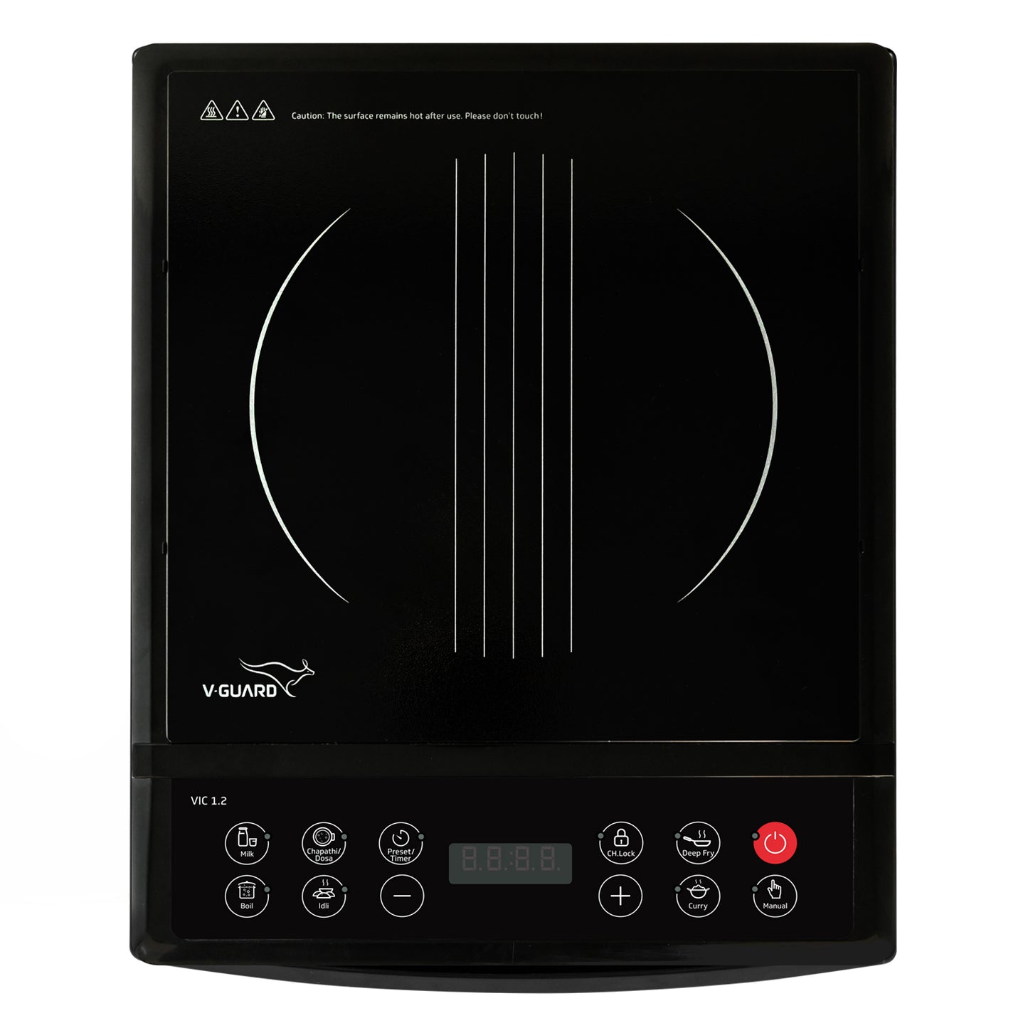 V-Guard VIC 1.2 Induction Cooktop | 1200 Watt Electric Induction Stove with 3 year Coverage on Induction Coil by V-Guard | 7 Power Levels | Temperature Control | Auto-cut off