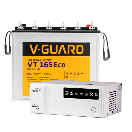 Prime 1150 Inverter and VT 165 Eco Battery Combo for Home, Office & Shops