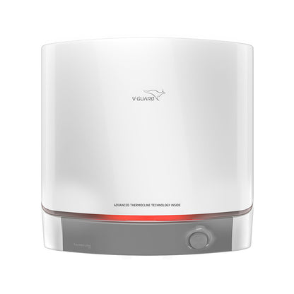 V-Guard Luxecube Avo Geyser 15 Ltr Water Heater | Up to 38% More Hot Water with Advanced Thermocline Technology | 5 Star Rating | 7 Year Tank Warranty from V-Guard | Luxe Glow Illumination | White