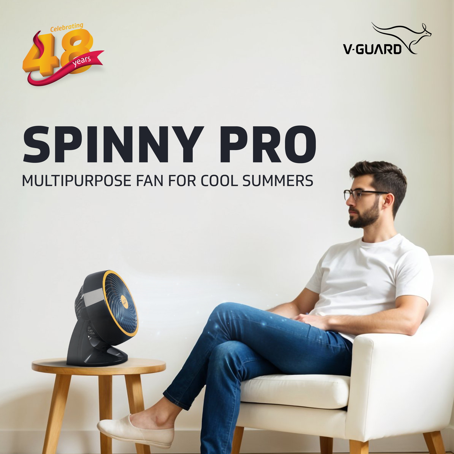 Spinny Pro multipuprose personal fan, table and wall mount, 2100 RPM, Orange Black