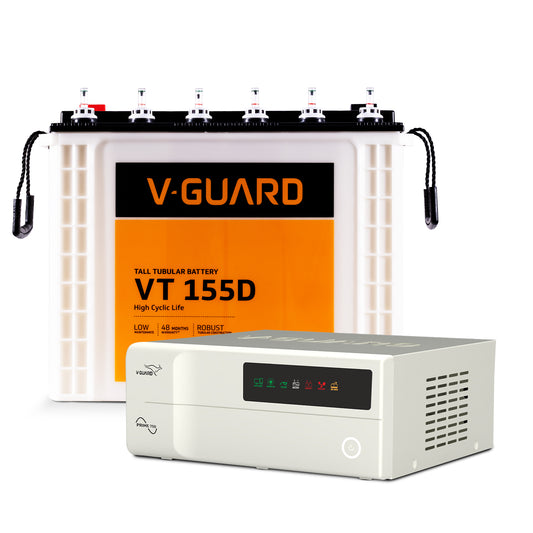 PRIME 750 Inverter + VT 155D Battery Combo for Home, Office & Shops