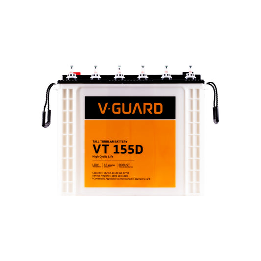 V-Guard VT155D Inverter Battery | Tubular Technology | High Backup Performance | 2+2 Years Warranty