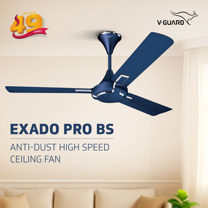 Exado Pro BS Anti Dust High Speed Ceiling Fan for Home 1.2 m, Riband Blue Matte