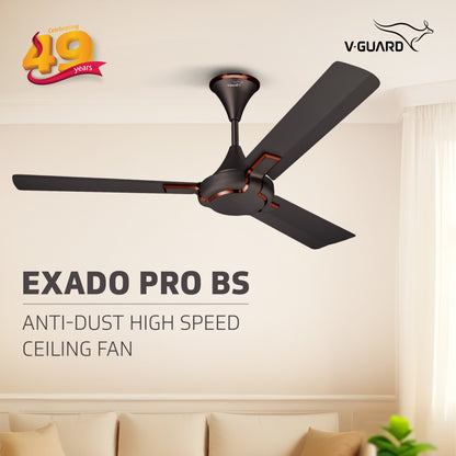Exado Pro BS Anti Dust High Speed Ceiling Fan for Home 1.2 m, Choco Brown Matte