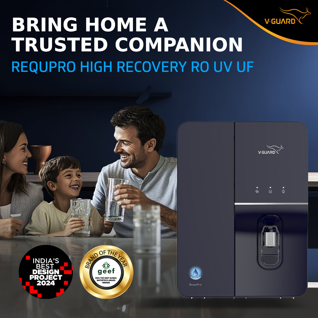 RequPro True High Recovery RO UV UF Water Purifier, 8 Stage Purification