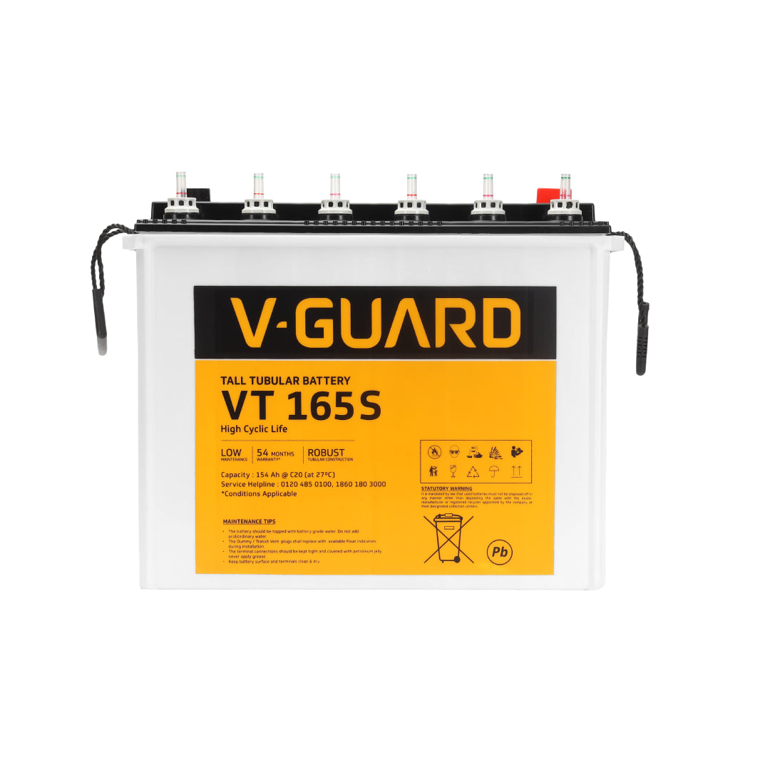 VT 165S Inverter Battery |Tubular Technology| High Backup Performance | 154Ah@C20 Capacity | 2.5 + 2 Year Warranty