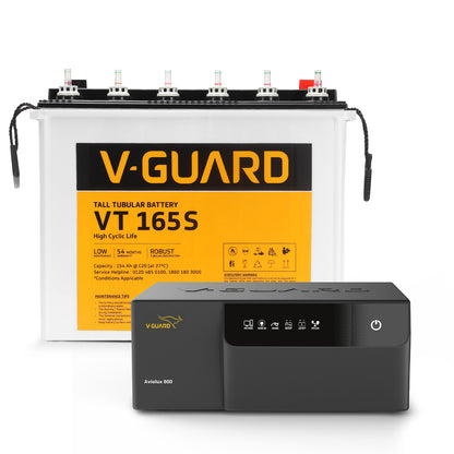 Aviolux 800 Square Wave Inverter + VT 165S Battery combo for Home, Office and Shops
