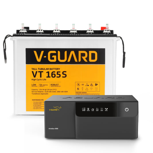 Aviolux 800 Square Wave Inverter + VT 165S Battery combo for Home, Office and Shops