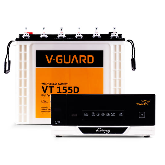 Smart Pro 1200 Inverter + VT 155D Battery Combo for Home, Office & Shops