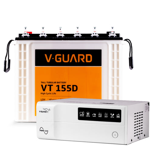 Prime 1150 Pure Sine Wave Inverter + VT 155D Battery Combo for Home, Office & Shops
