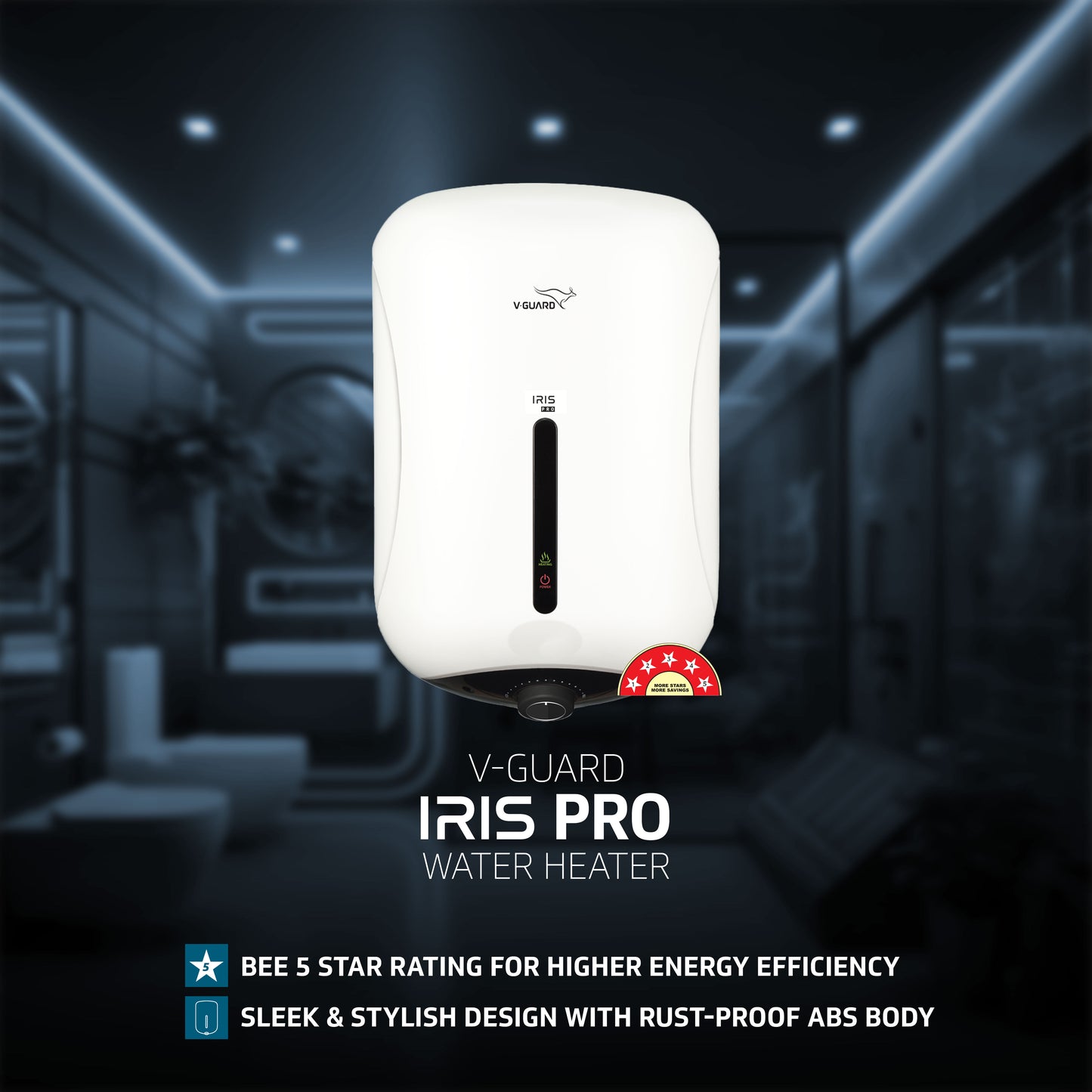 Iris Pro Geyser 25 Litre Water Heater for Home with Rust-Proof ABS Body