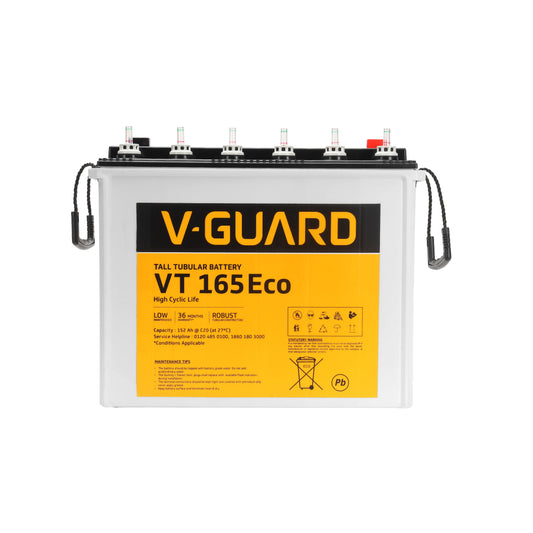 VT 165 Eco Inverter Battery |Tubular Technology| High Backup Performance | 152Ah@C20 Capacity | 18 + 18 Month Warranty