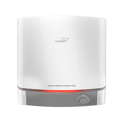 V-Guard Luxecube Avo Geyser 10 Litre Water Heater | Up to 38% More Hot Water with Advanced Thermocline Technology | 5 Star Rating | 7 Year Tank Warranty from V-Guard | Luxe Glow Illumination | White