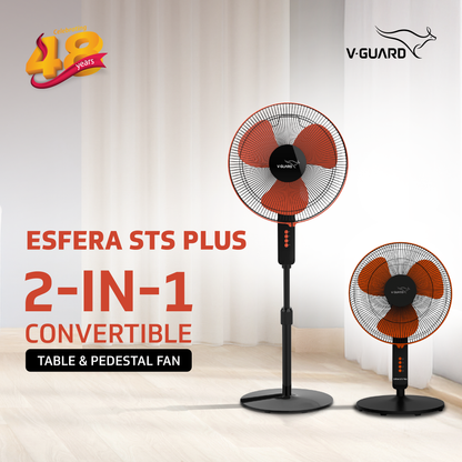 Esfera STS Plus 2-in-1 Pedestal Fan, 3 blade, 40 cm, Red Black