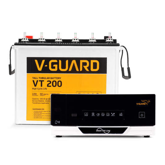 Smart Pro 1200 Inverter + VT 200 Battery Combo for Home, Office & Shops