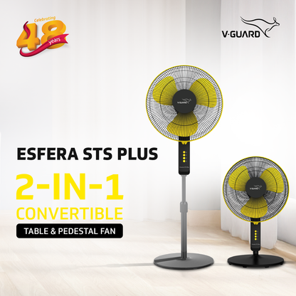 Esfera STS Plus 2 in 1 Convertible Fan 40 cm Pedestal Fan  , Yellow Black
