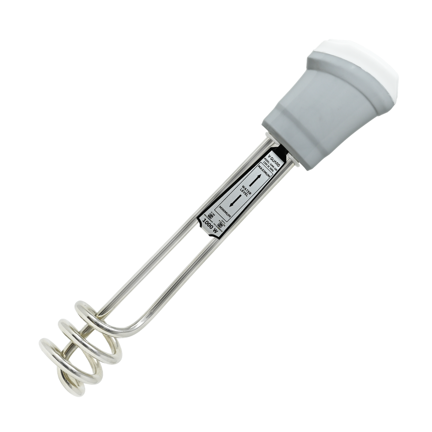 V-Guard Immersion Water Heater Rod for Bucket Heating | 1000 W | Fast Heating with Shock Protection | SS304L Heating Tube | Nickel Plated | BIS Certified | 2 Year Warranty